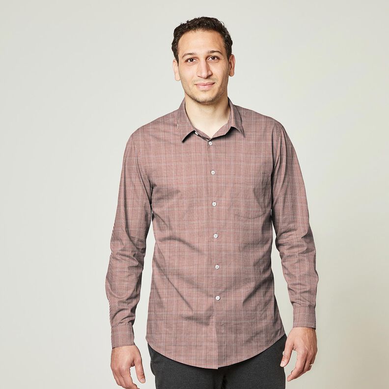 Prince of Wales check cotton blend – white/burgundy, image number 5