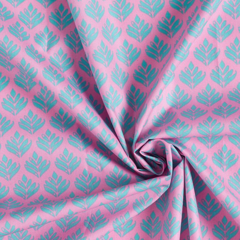 Coated Cotton Abstract Fans – pink/aqua blue,  image number 3