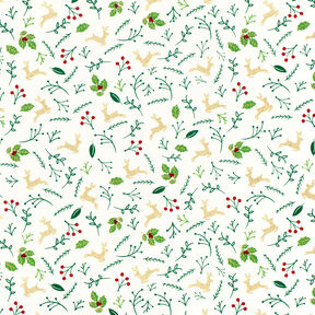 Cotton Poplin Deer and branches – offwhite/gold, 