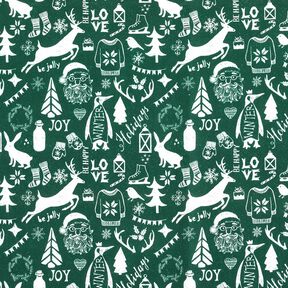 Cotton Cretonne Happy Holidays – blue spruce/white, 