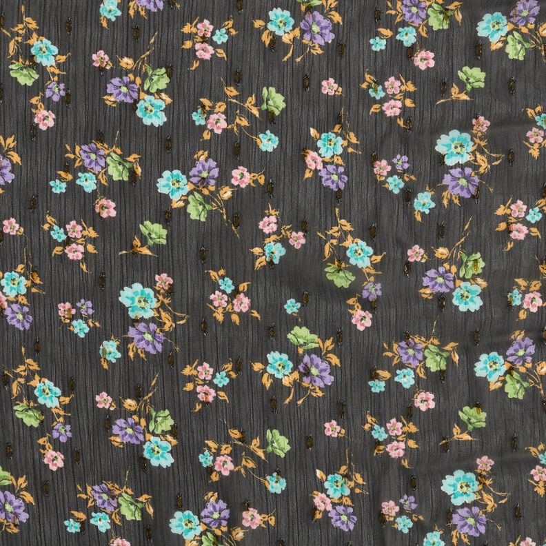 Crepe Chiffon flowers and gold drops – black/metallic gold,  image number 1