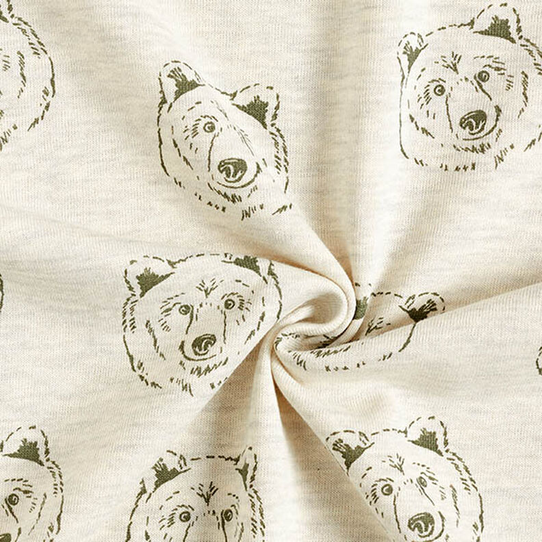 Brushed Sweatshirt Fabric Bear – light beige/olive,  image number 3