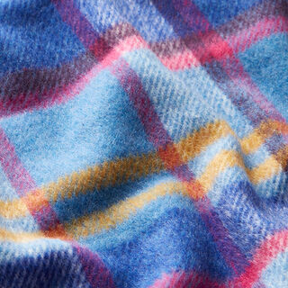 colourful checked coat fabric – indigo/denim blue, 