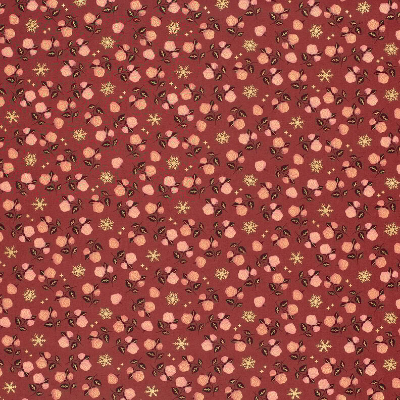 Cotton Poplin classic roses – dark red/gold,  image number 6