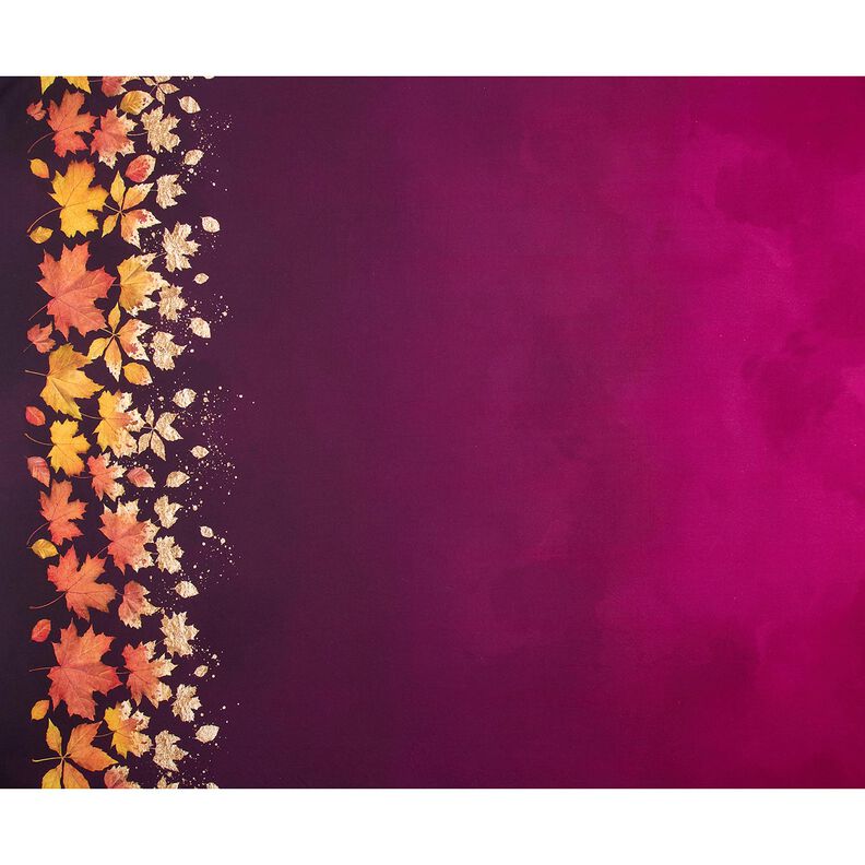 French terry Border Fabric maple leaves | Glitzerpüppi – merlot/antique gold, image number 5