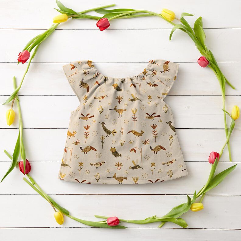 Cotton Poplin birds in the meadow – natural, image number 6