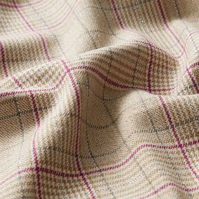 Viscose Blend Prince of Wales check with lurex – almond/grape, 