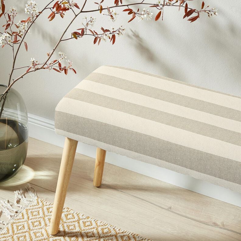 Decor Fabric Panama broad stripes &ndash; taupe/light beige,  image number 5