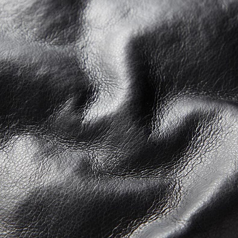Plain Imitation Leather with Faux Fur Reverse – black/navy blue,  image number 5