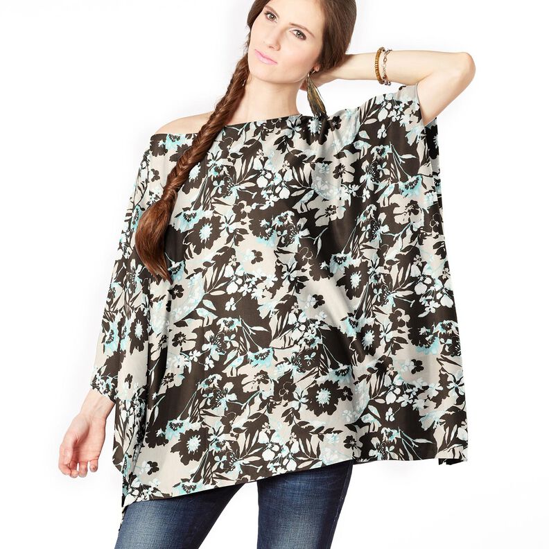 Flowers cotton voile – black brown/natural,  image number 5