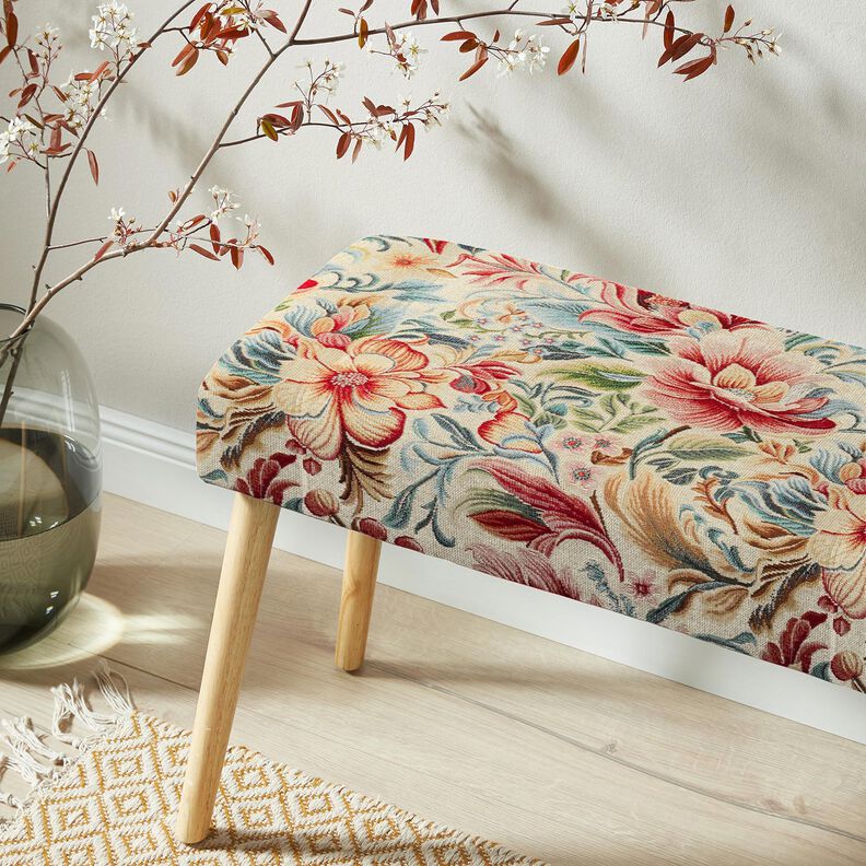 Decor Fabric Tapestry Fabric dreamy flowers – light beige/red, image number 5