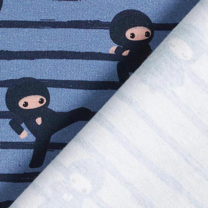 Cotton Jersey Stripe Ninjas  – blue grey,  image number 4