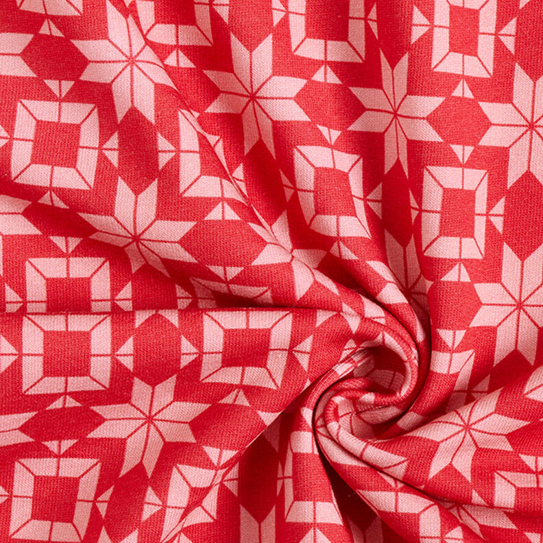 Norwegian Print Soft Sweatshirt Fabric – red/pink,  image number 3