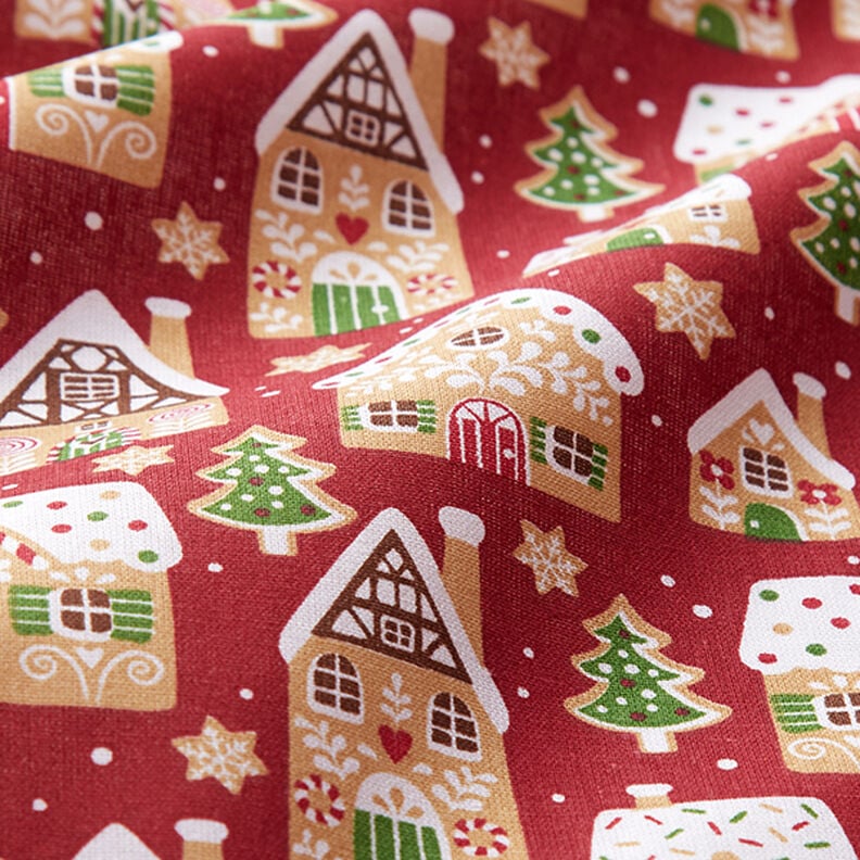 Cotton Cretonne Gingerbread House – carmine, image number 2