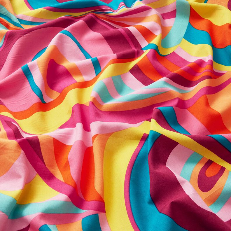Viscose-cotton voile abstract loops – pastel violet/aqua blue,  image number 2