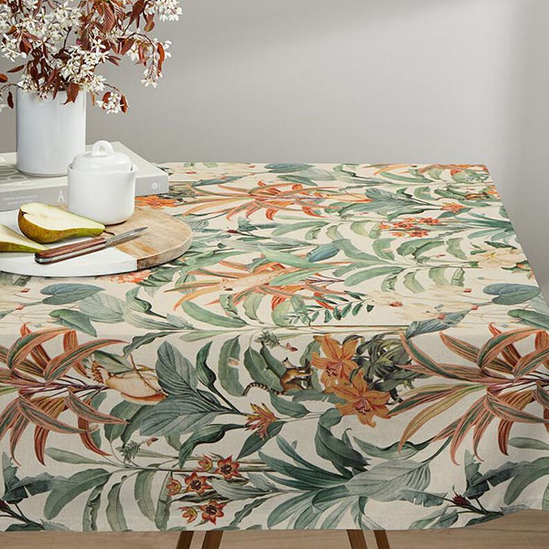 Decor Fabric Half Panama jungle Parrot – natural/green,  image number 8