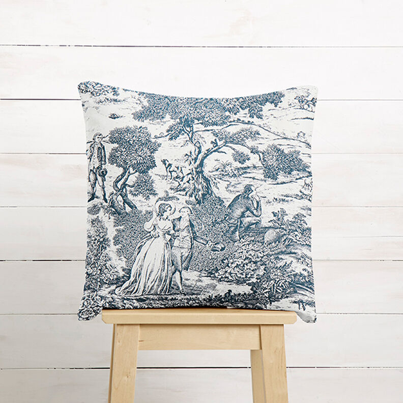 Half Panama Decor Fabric Toile de Jour – navy blue/offwhite,  image number 8