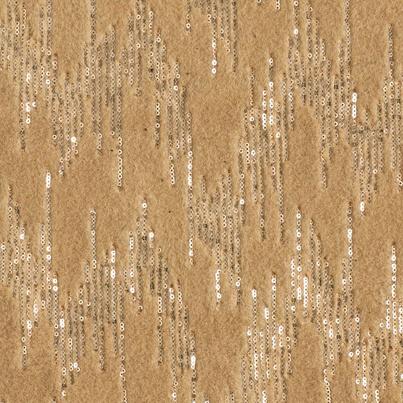 Knitted coat fabric sequin stripes – beige, image number 1