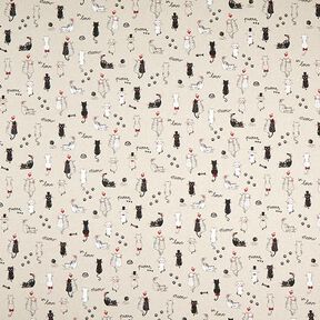 Linen Look Half Panama Cats in love – natural, 