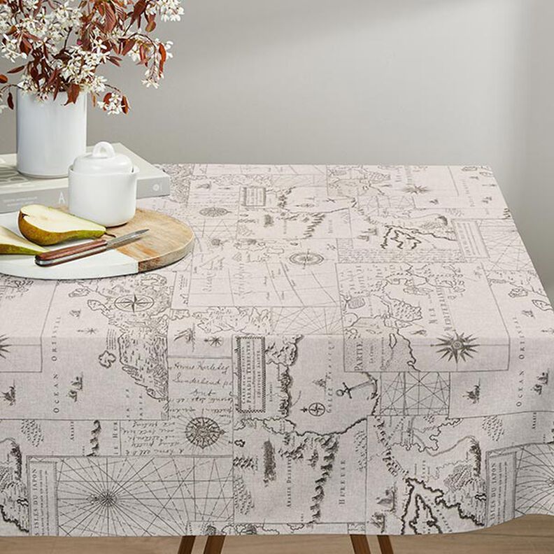 Decor Fabric Half Panama nautical chart – natural,  image number 8