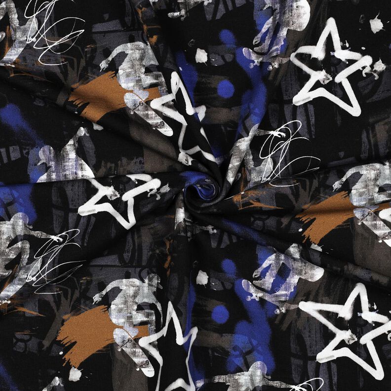 French Terry Skate graffiti Digital Print | Poppy Fabrics – black/indigo,  image number 3