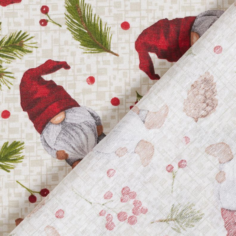 Decor Fabric Canvas Gnome with hat – light beige/dark red,  image number 4