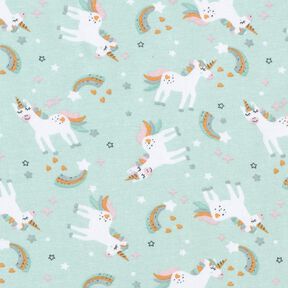 Cotton Jersey unicorn and rainbow – ice blue, 