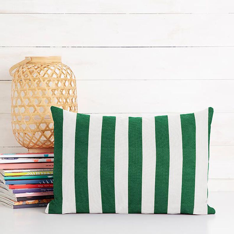 Decor Fabric Canvas Stripes – green/white,  image number 7