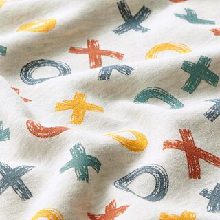 Brushed Sweatshirt Fabric Tic-Tac-Toe – natural, 