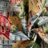 Decor Fabric Tapestry Fabric colourful neighbourhood – natural/sky blue,  thumbnail number 3