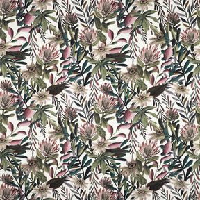 Decor Fabric Canvas ornate flowers – ivory/dark pine, 