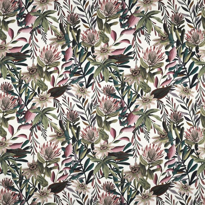 Decor Fabric Canvas ornate flowers – ivory/dark pine,  image number 1