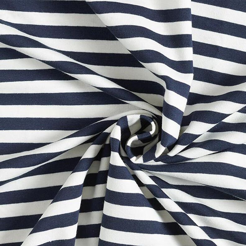 French Terry Yarn-Dyed Stripes – offwhite/navy blue,  image number 4