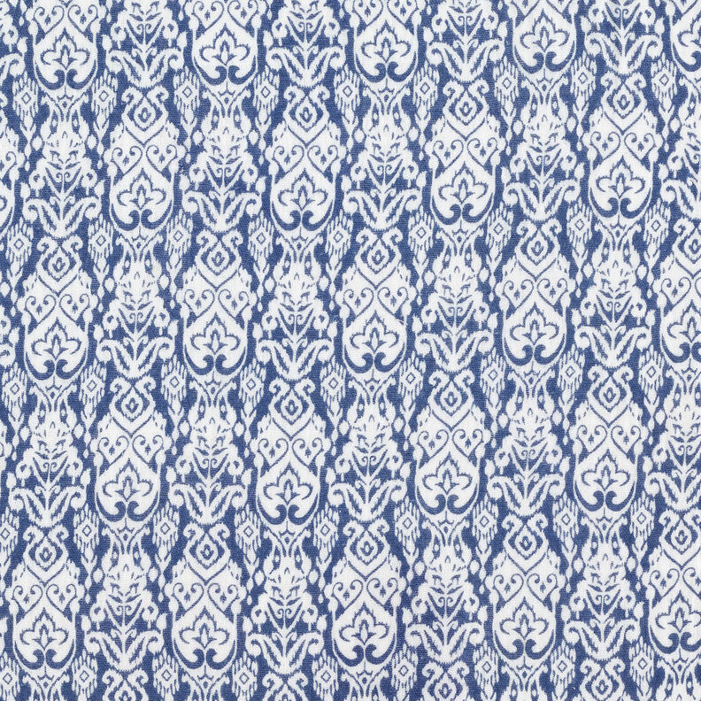 Double Gauze/Muslin traditional pattern – white/indigo,  image number 1