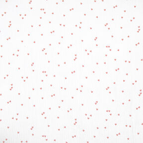 Double Gauze/Muslin Scattered hearts – white/rose gold, 
