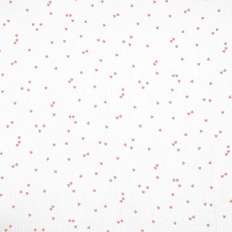 Double Gauze/Muslin Scattered hearts – white/rose gold,  image number 1