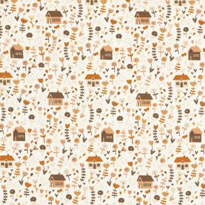 Cotton Jersey little houses on the meadow – offwhite, 