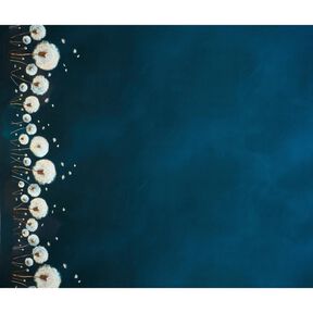Cotton Jersey dandelions Border Fabric | Glitzerpüppi – blue-black/almond, 