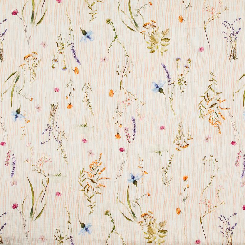 Double Gauze/Muslin Spring flowers – offwhite/peach orange,  image number 1
