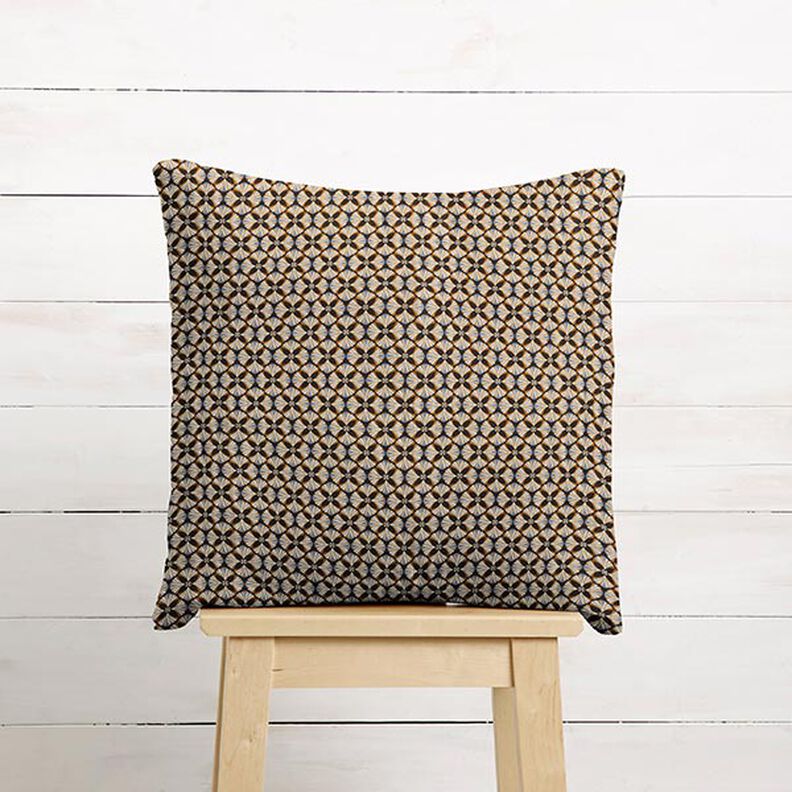 Cotton Cretonne flower tiles – black/light taupe, image number 6
