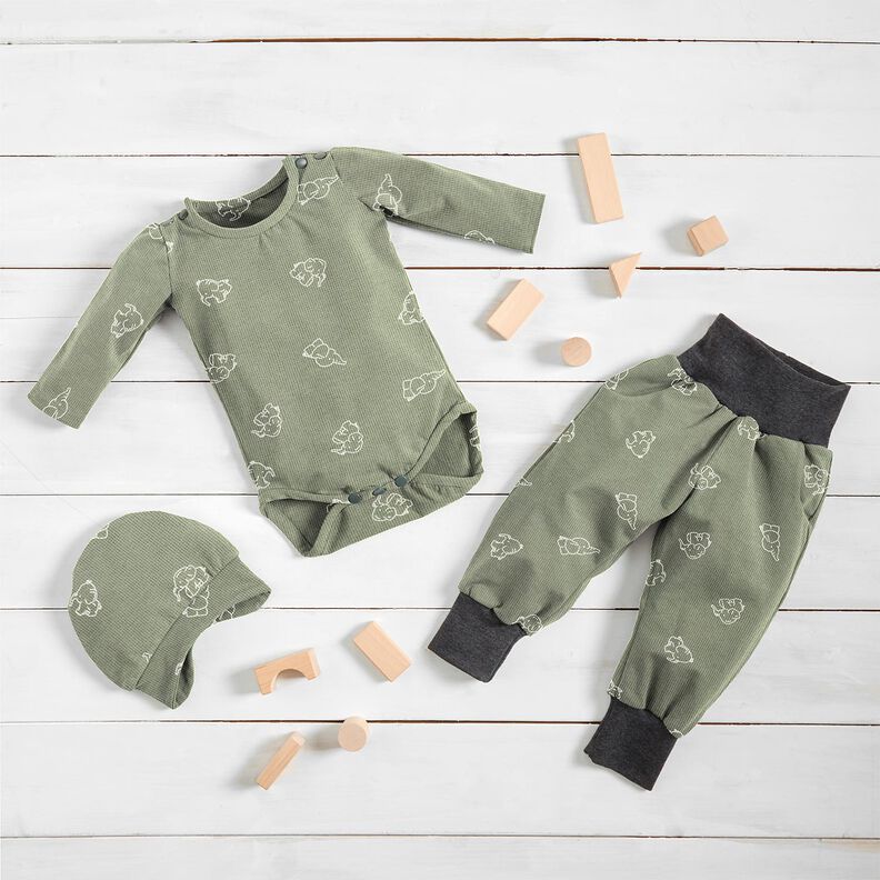 Waffle Jersey Baby Elephants – greige,  image number 7