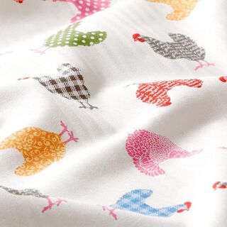 Cotton Cretonne Chickens – white, 