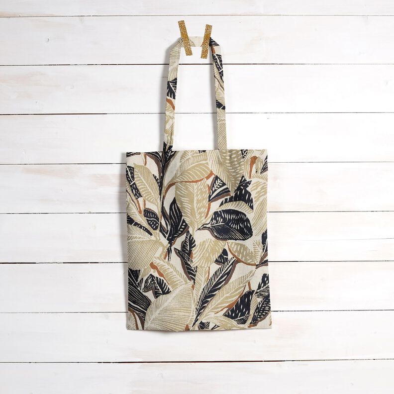 Decor Fabric Half Panama intertwined leaves – natural/light khaki, image number 9