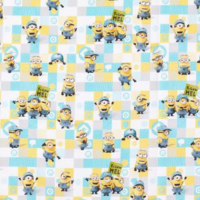 Cotton Poplin Minions Licensed Fabric | Universal Studios – white/light turquoise, 