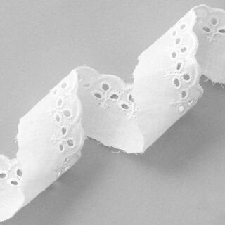 Scalloped Leafy Lace Trim [ 30 mm ] – white, 