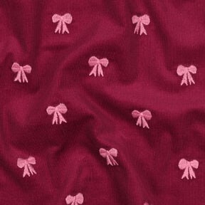 Baby Cord embroidered bows | Poppy Fabrics – carmine, 