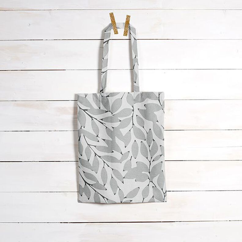 Decor Fabric Canvas Blurred Leaves – misty grey/grey, image number 6