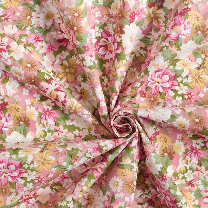 Cotton Poplin romantic flowers – pink/beige,  image number 3