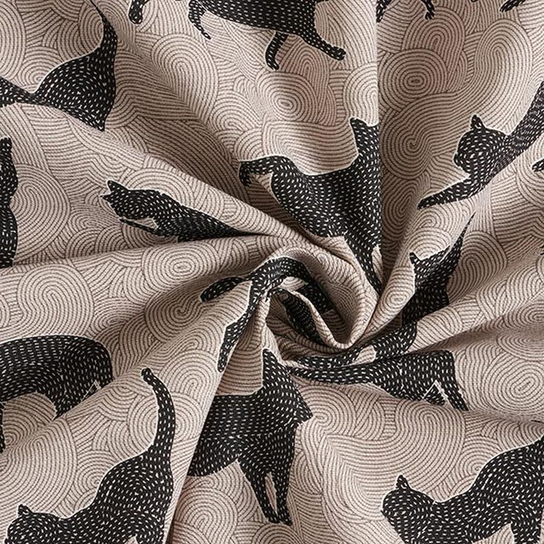 Decor Fabric Half Panama cats – black,  image number 3