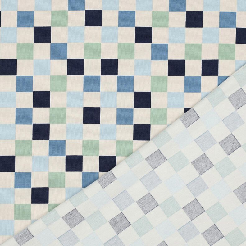 Cotton Jersey Check| Poppy Fabrics – natural/blue grey,  image number 4